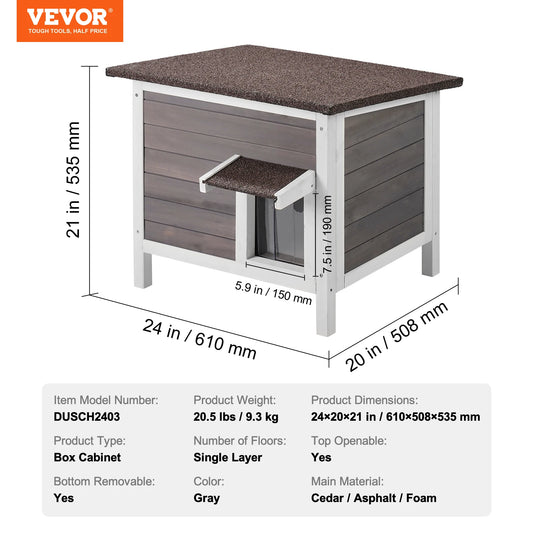 SucceBuy Outdoor Cat House Weatherproof Wooden Shelter