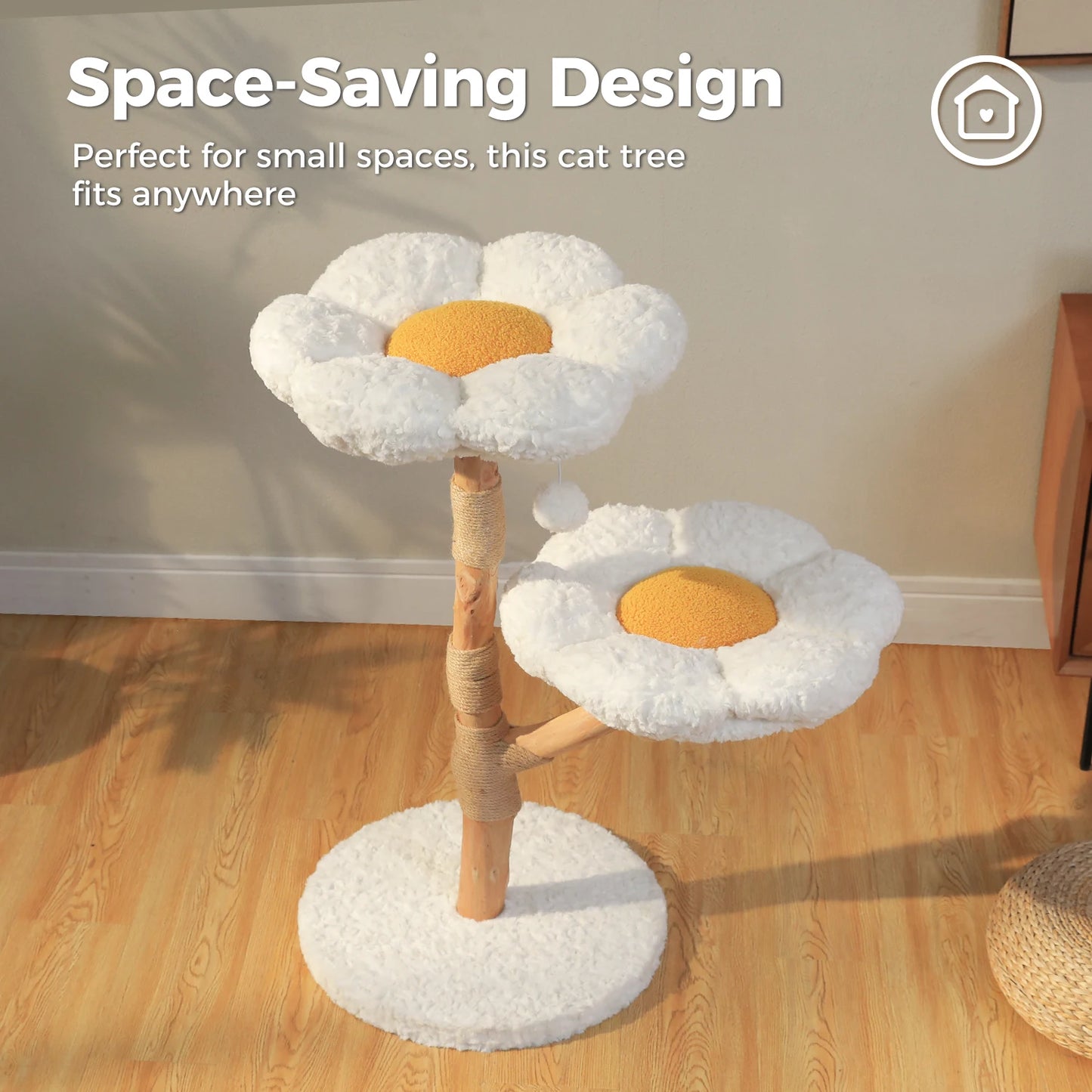 PAWZ Road Modern Cat Tree Tower With Natural Wood Scratching