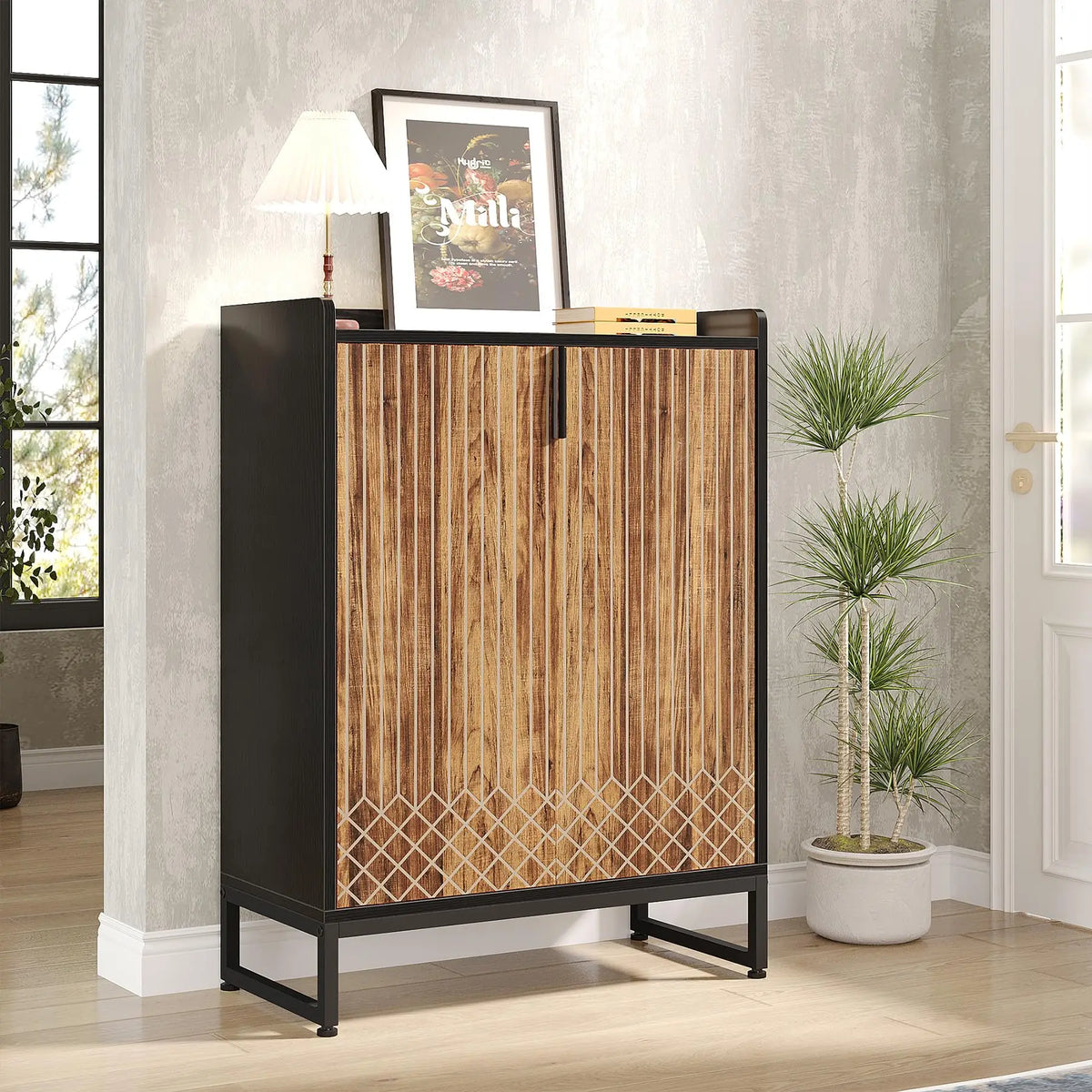 Tribesigns Five Tier Shoe Storage Cabinet With Doors