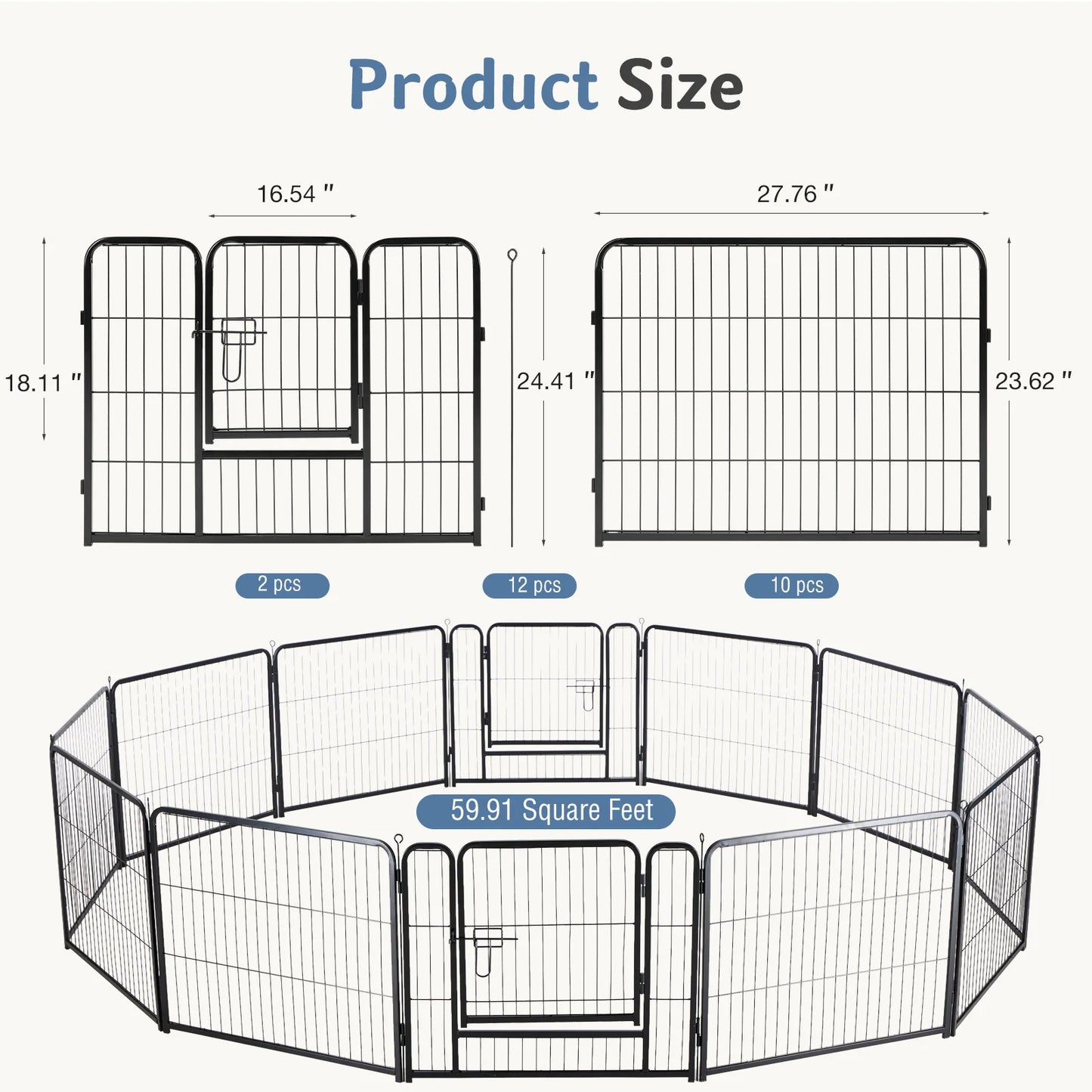 JHK Metal Dog Pen Foldable Outdoor Fence