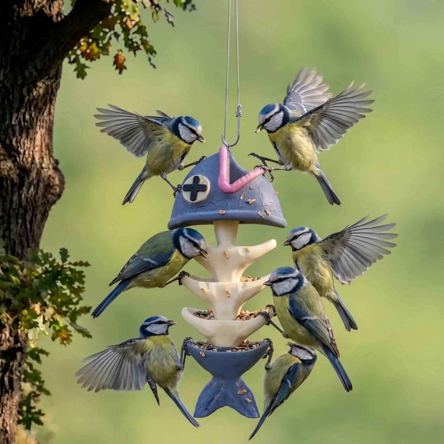 Outdoor Fish Bone Resin Bird Feeder Garden Station