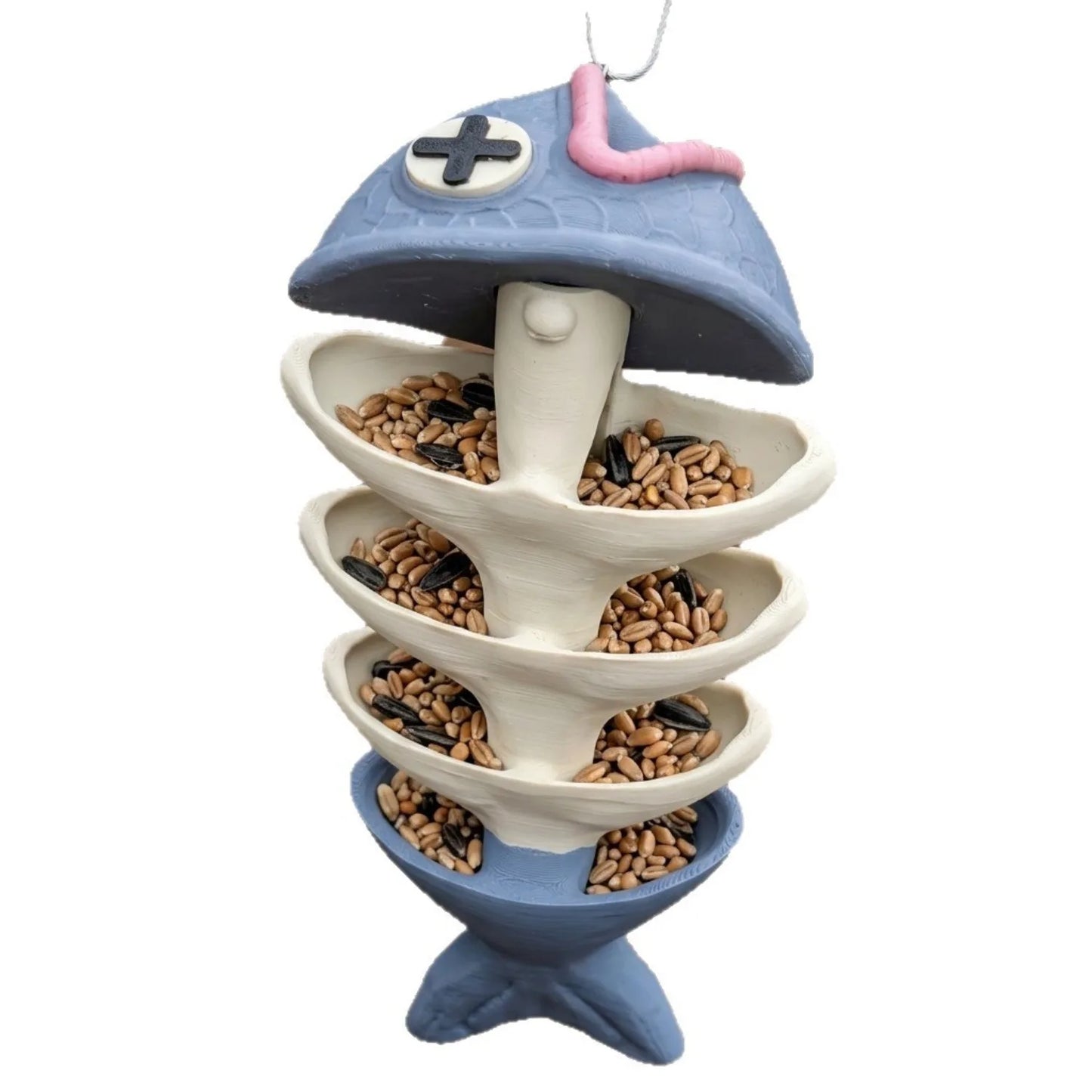 Outdoor Fish Bone Resin Bird Feeder Garden Station