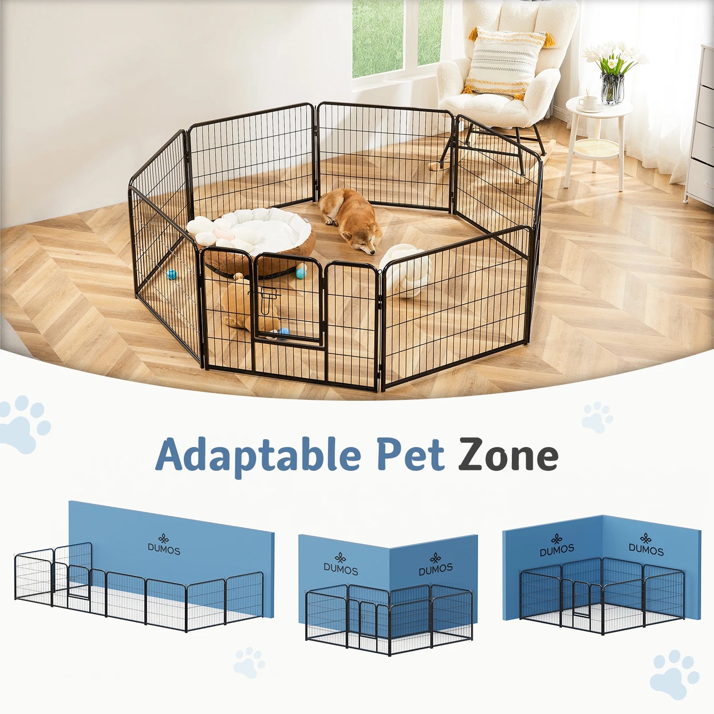 JHK Metal 8 Panel Dog Playpen Foldable Outdoor Fence