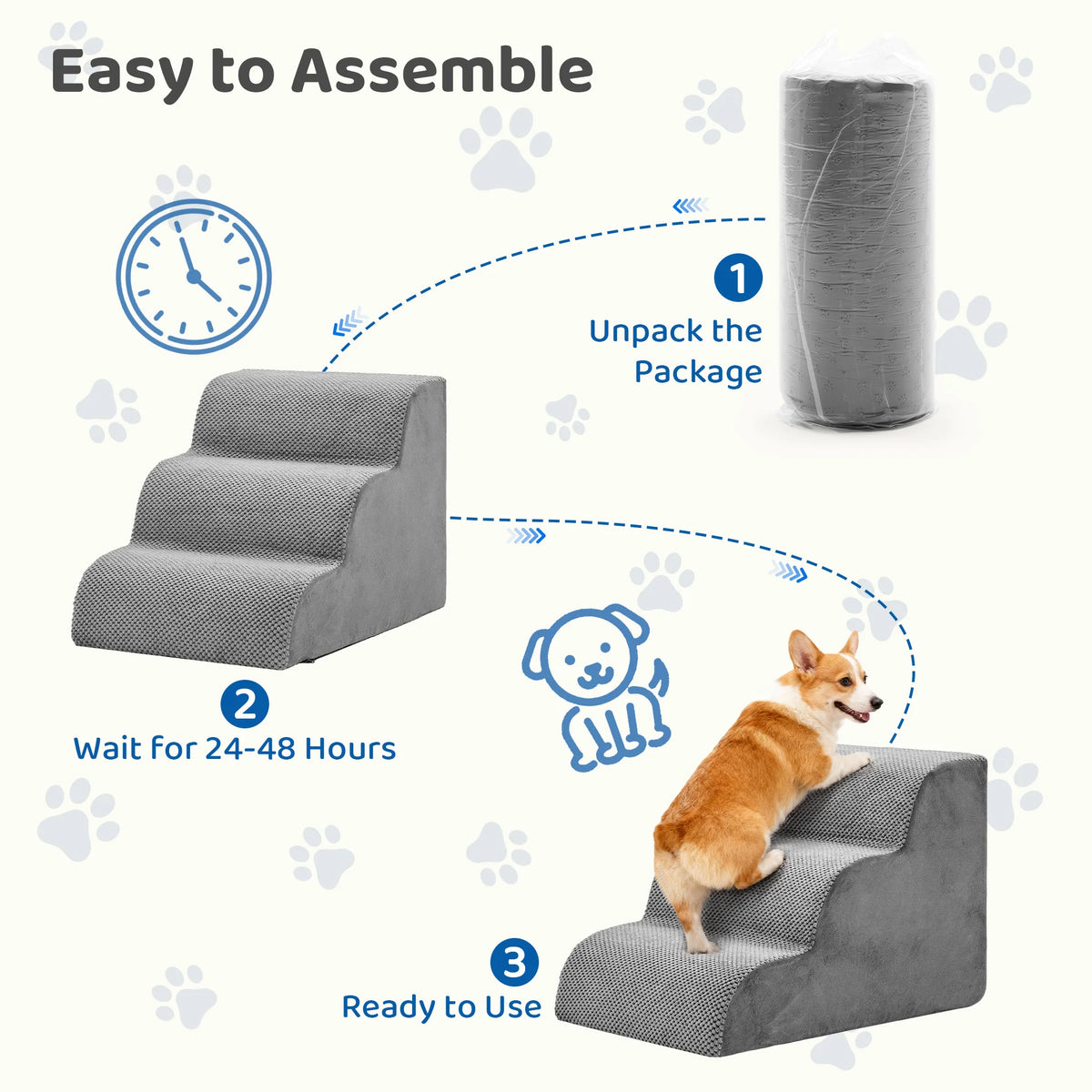 Curved Foam Dog Stairs Ramp for Indoor Pet Safety