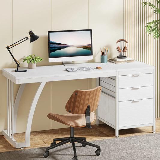 Tribesigns Industrial Computer Desk With Reversible Drawers