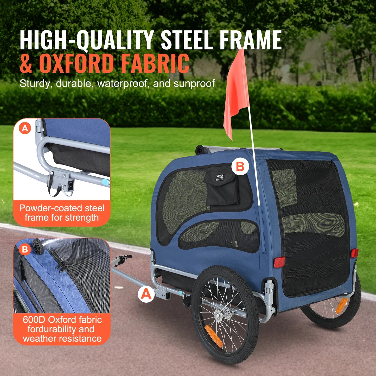SucceBuy 100lb Pet Bike Trailer Carrier For Dogs
