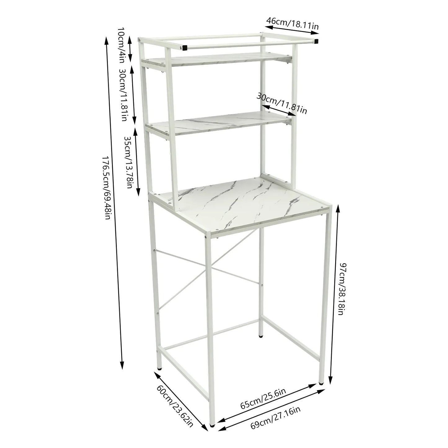 Three-Tier Over Washer Storage Shelf for Towels and Clothes