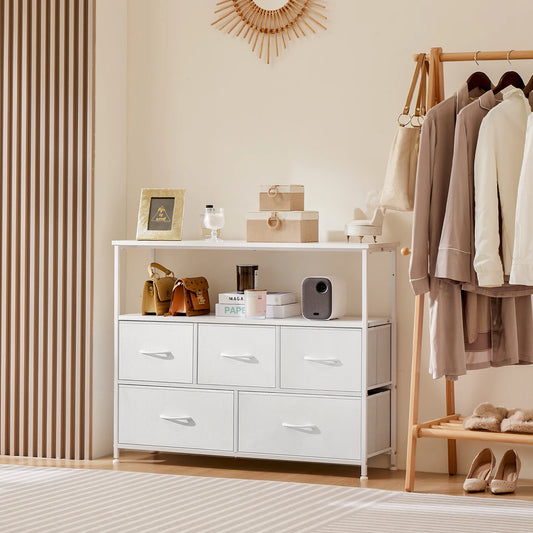 JHK Shoe Cabinet Dresser With 5 Fabric Drawers TV Stand