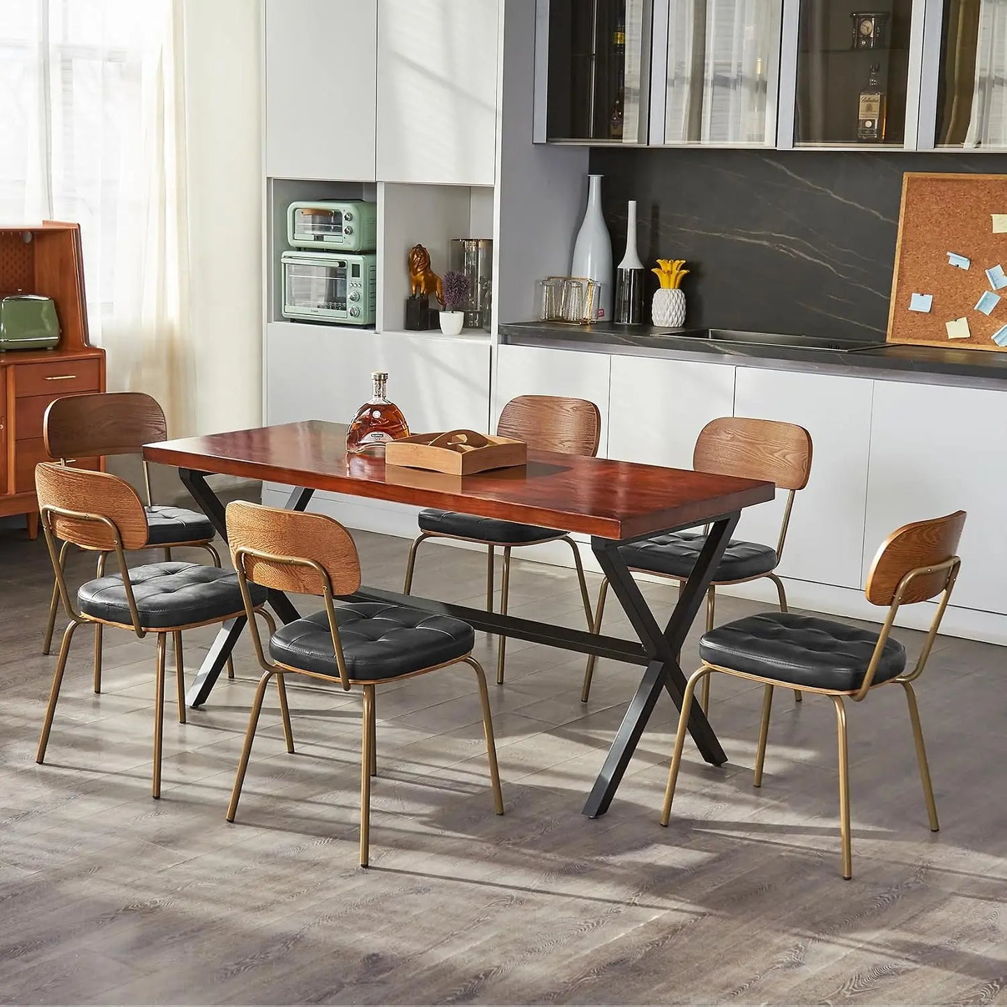 Mid Century Modern Dining Chairs Faux Leather Seats