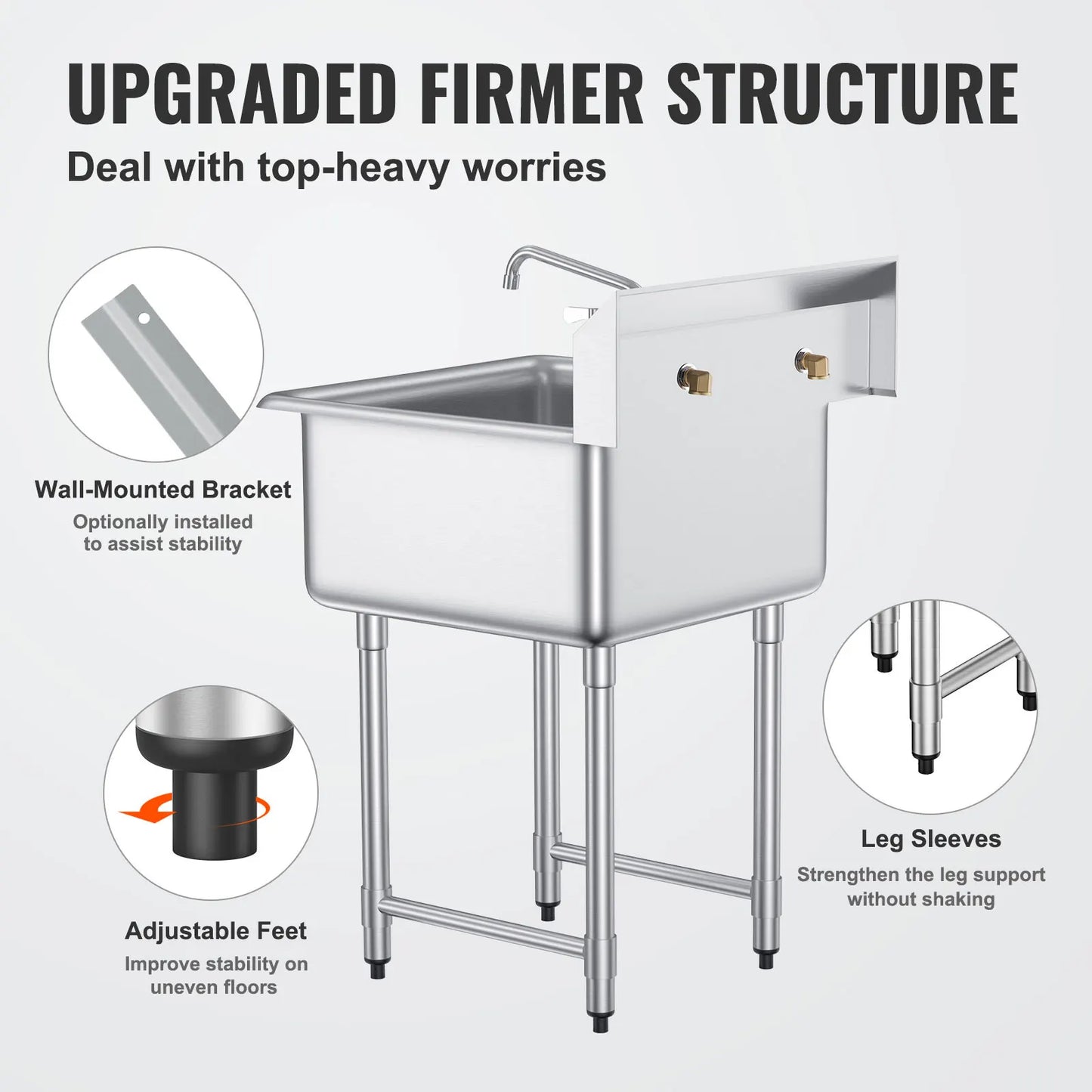 SucceBuy Stainless Steel Kitchen Prep And Utility Sink