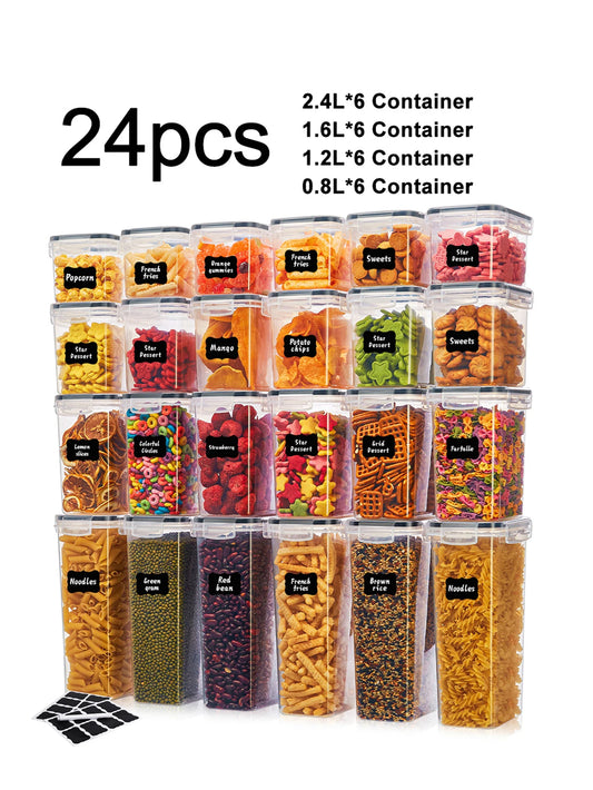 24-Piece Airtight Food Storage Containers With Labels