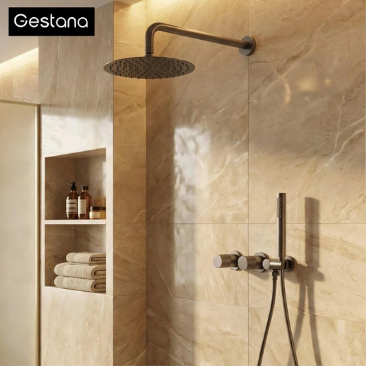 Gestana Brass Wall Mounted Shower System With Dual Control