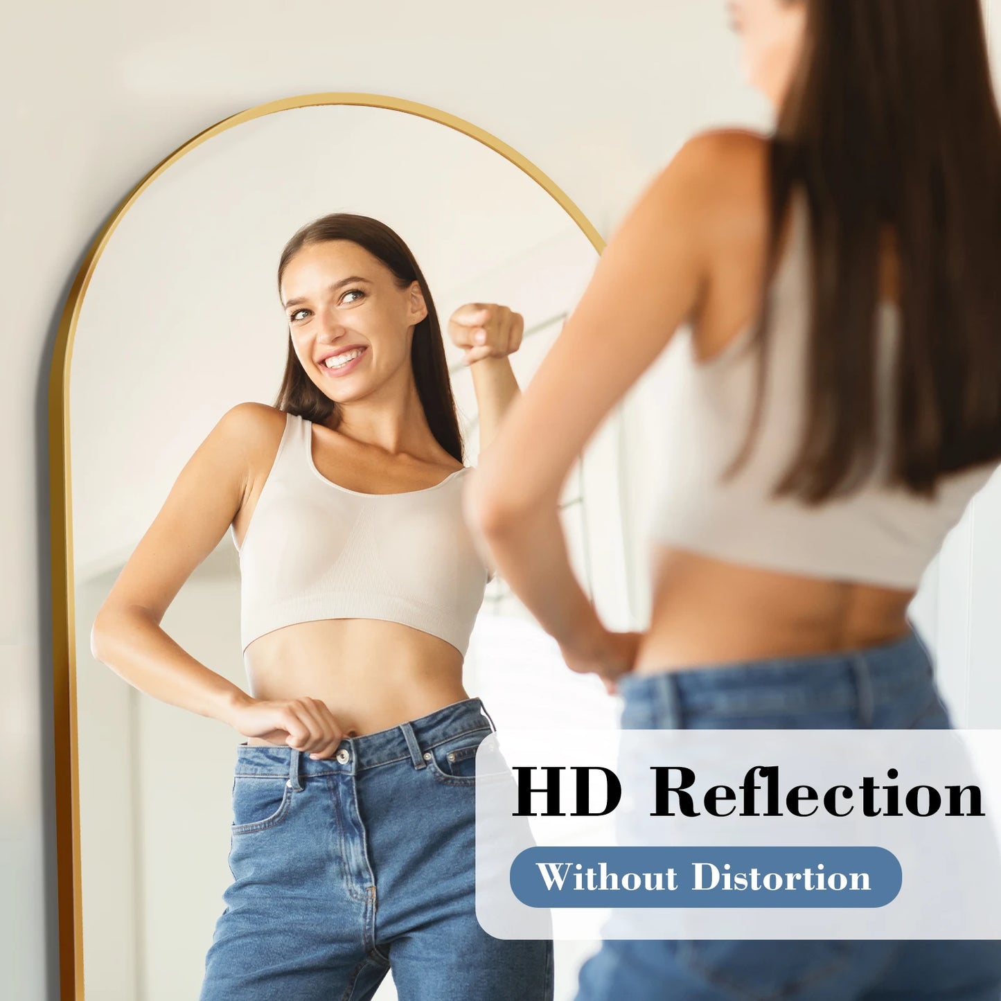 JHK Full Length Mirror With Aluminum Frame And Stand