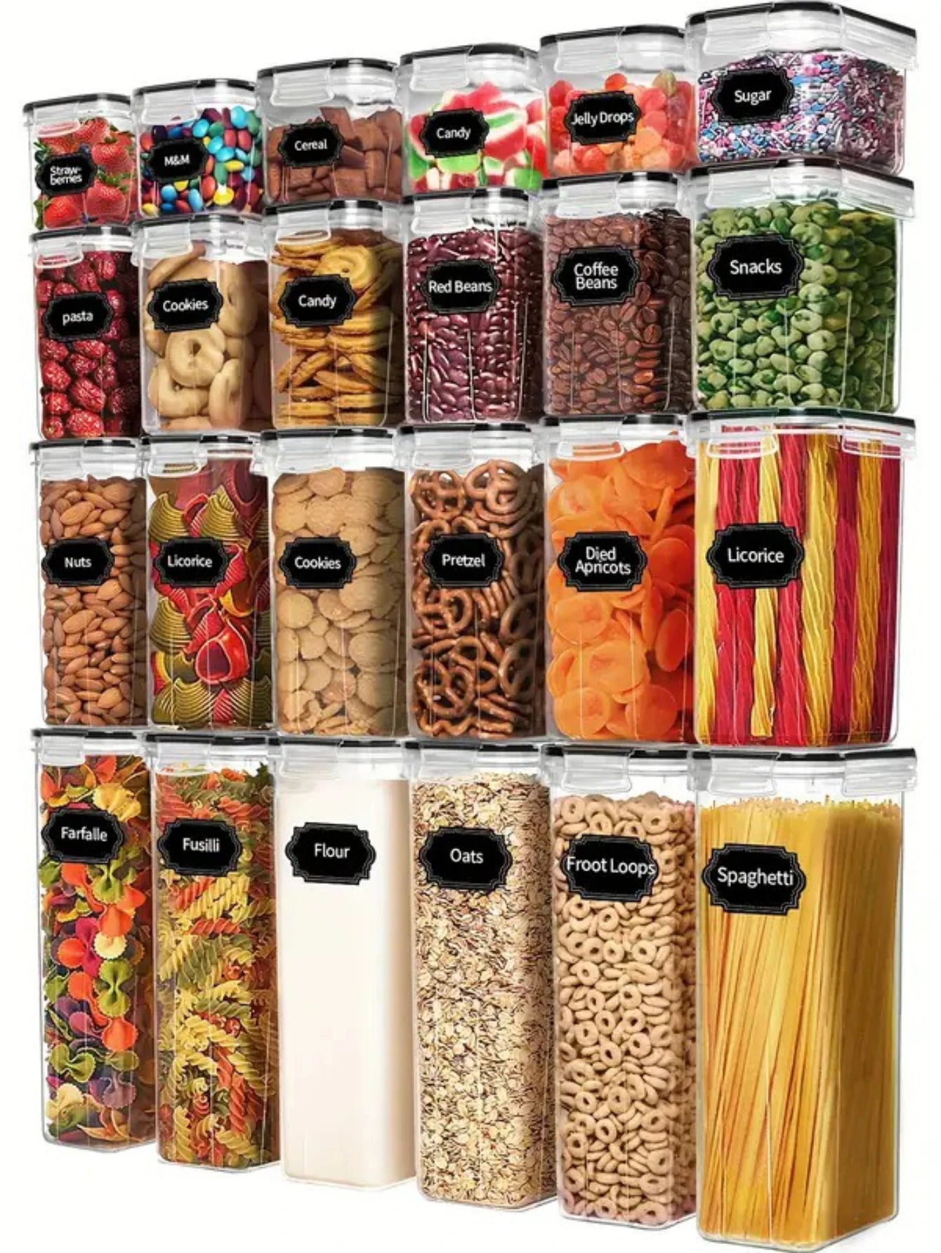 24 Pcs Airtight Food Storage Containers With Labels