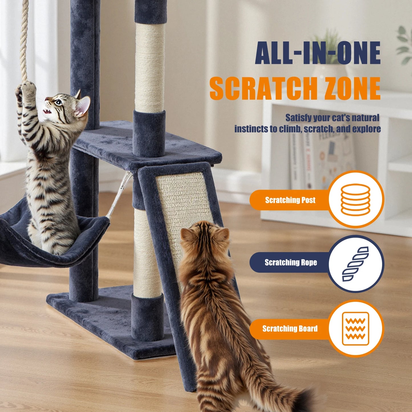JHK Cat Tree Tall Multi Level Climbing Tower for Cats