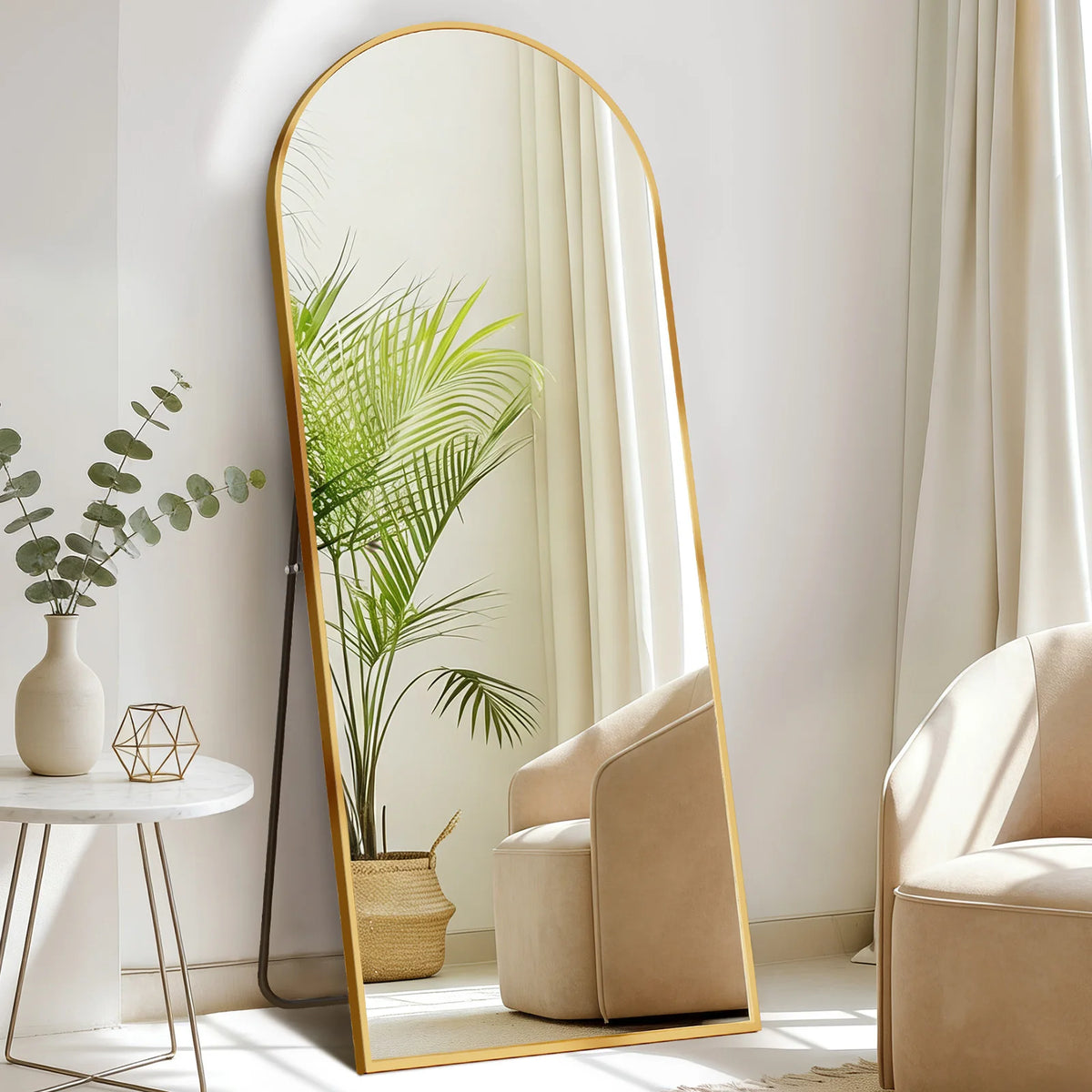 JHK Full Length Mirror With Aluminum Frame And Stand