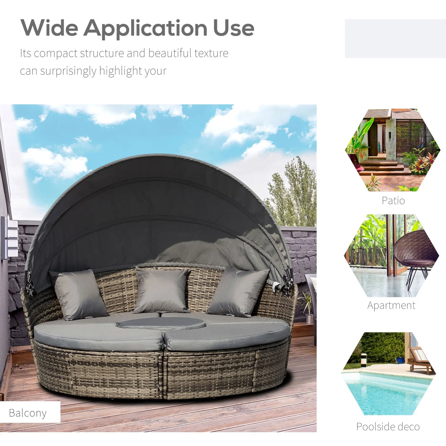 Outsunny Outdoor Convertible Daybed 4 Piece Set