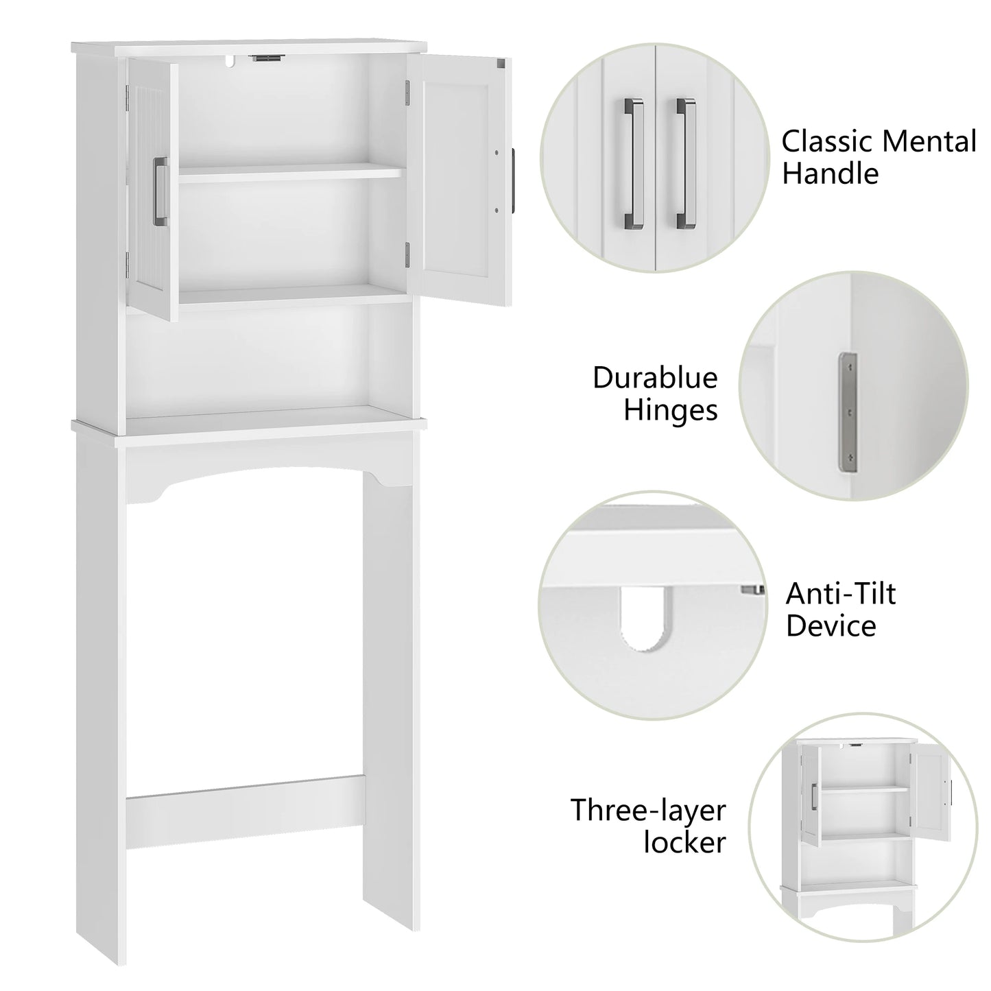 HiMISS Over The Toilet Storage Cabinet With AntiTip