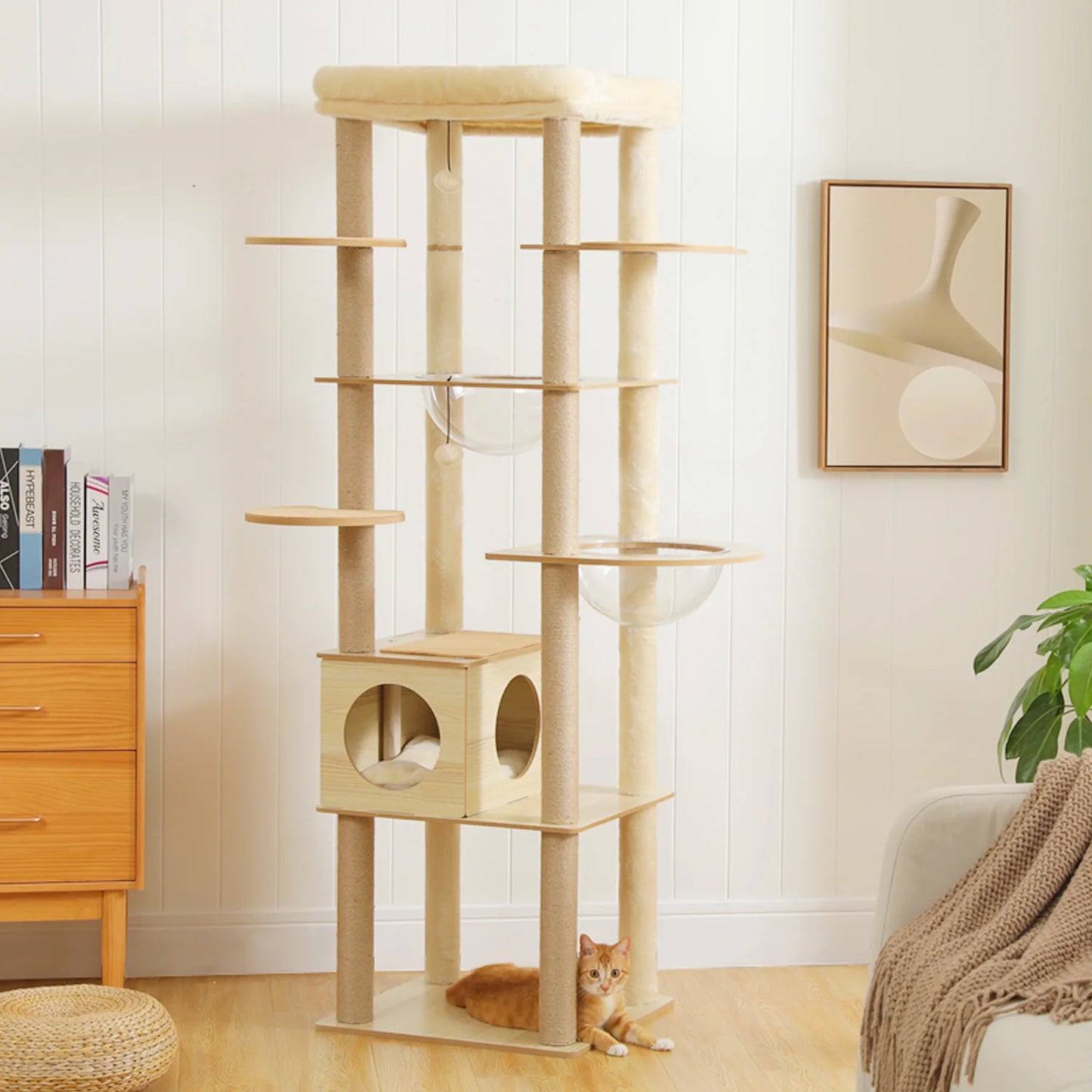 PAWZ Ro Multi-Level Wood Cat Tree With Scratching Posts