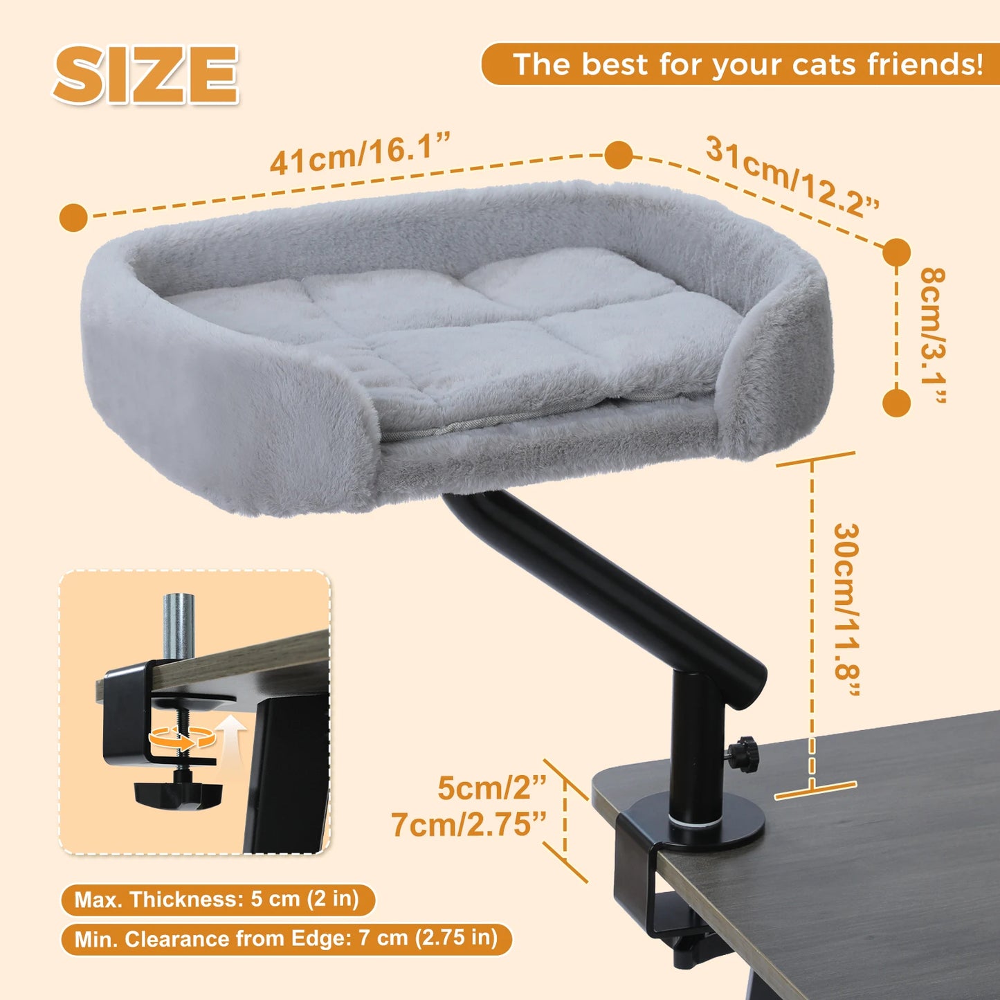 PAWZ Road Cat Desk Bed Rotatable Stand Adjustable Hammock