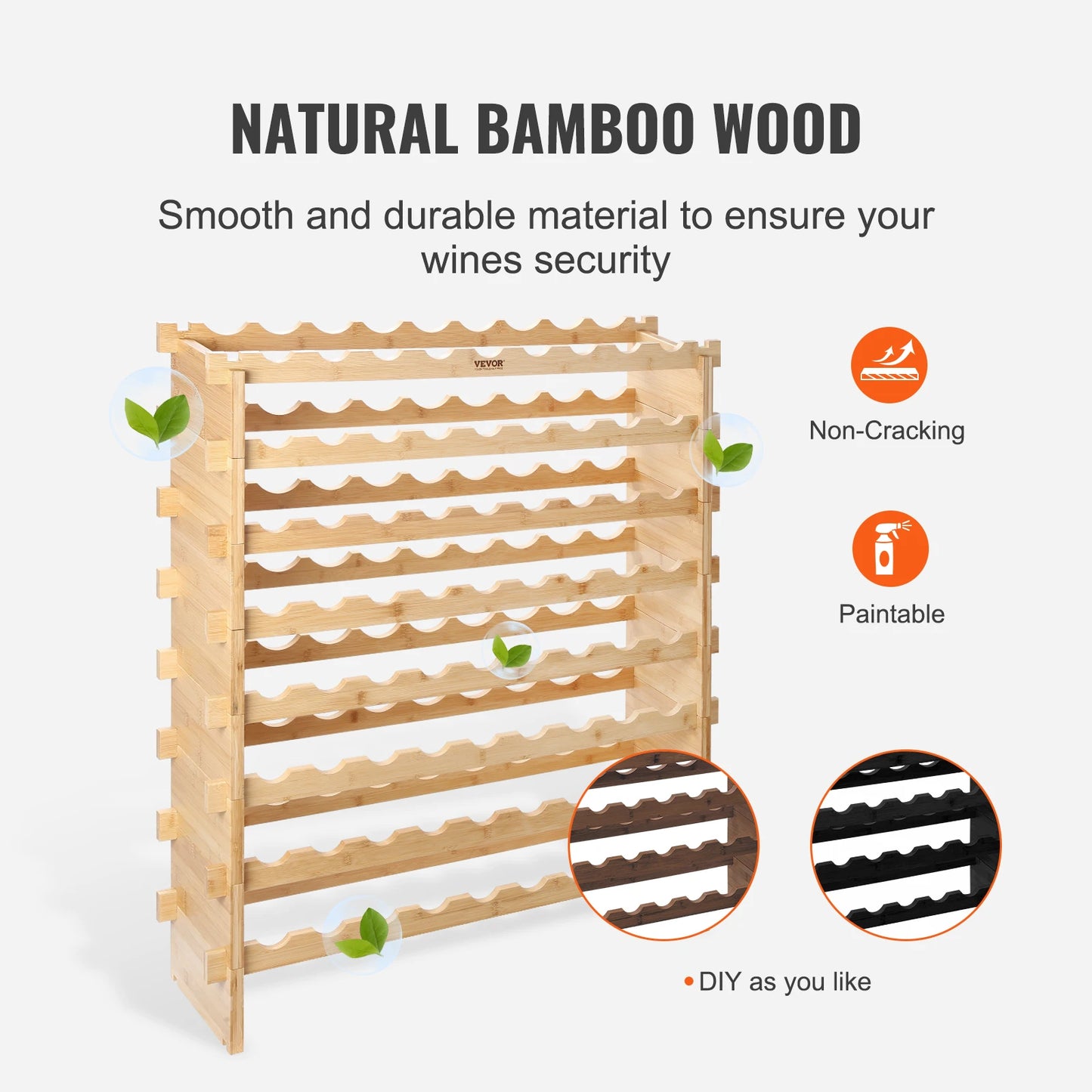SucceBuy Bamboo Stackable Wine Rack 8 Tier Free Standing