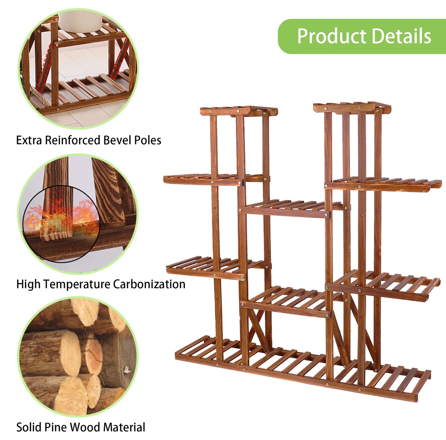 Wisfor Wooden Plant Shelf Indoor Outdoor MultiTier Stand
