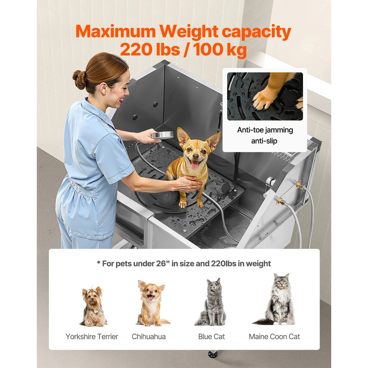 Stainless Steel Dog Grooming Tub And Wash Station