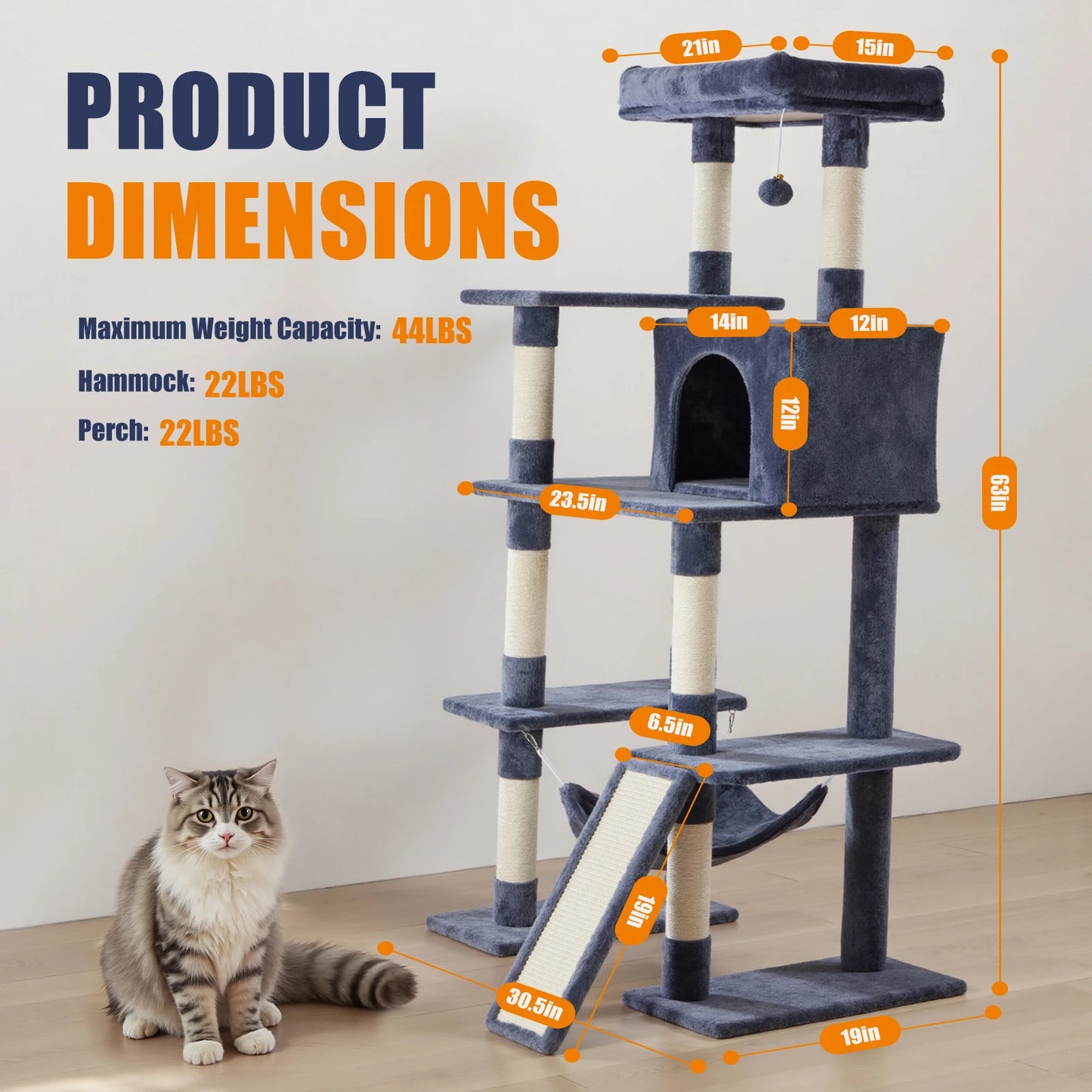 JHK Cat Tree Tall Multi Level Climbing Tower for Cats