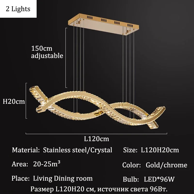 KUALOOL Luxury Crystal Chandeliers Modern Living Room Lighting