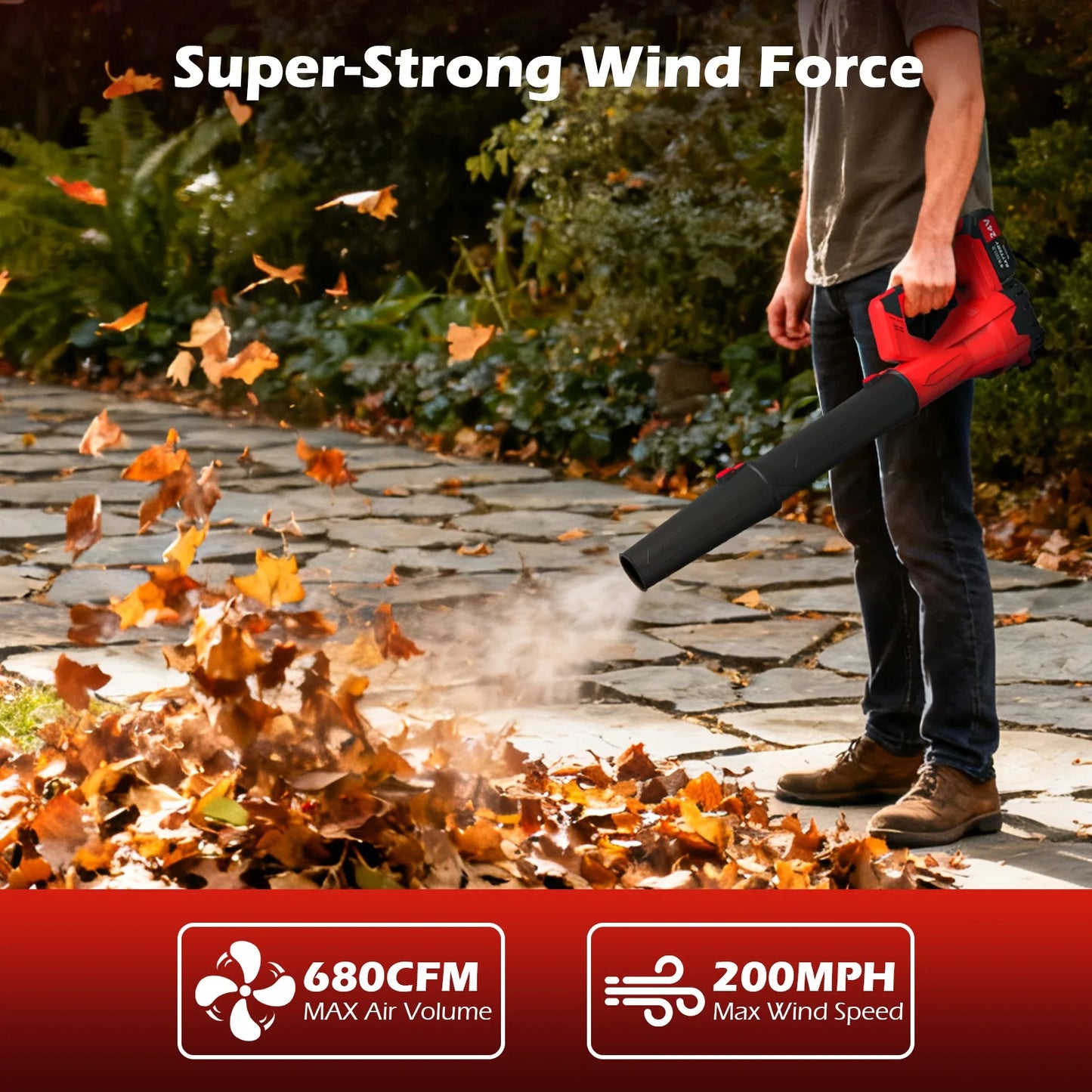 21V Cordless Leaf Blower 680 CFM Brushless 6 Speed
