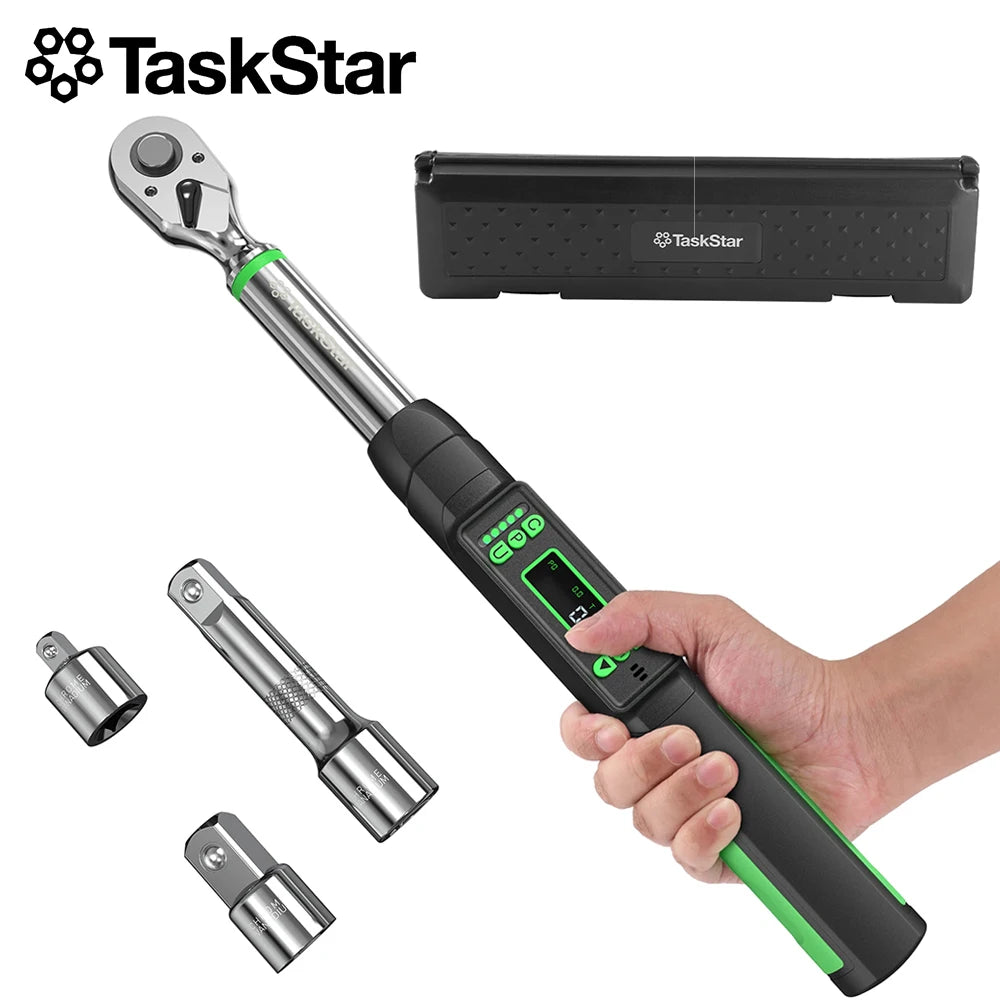 TaskStar Digital Torque Wrench With Dual Alarm And Adapters