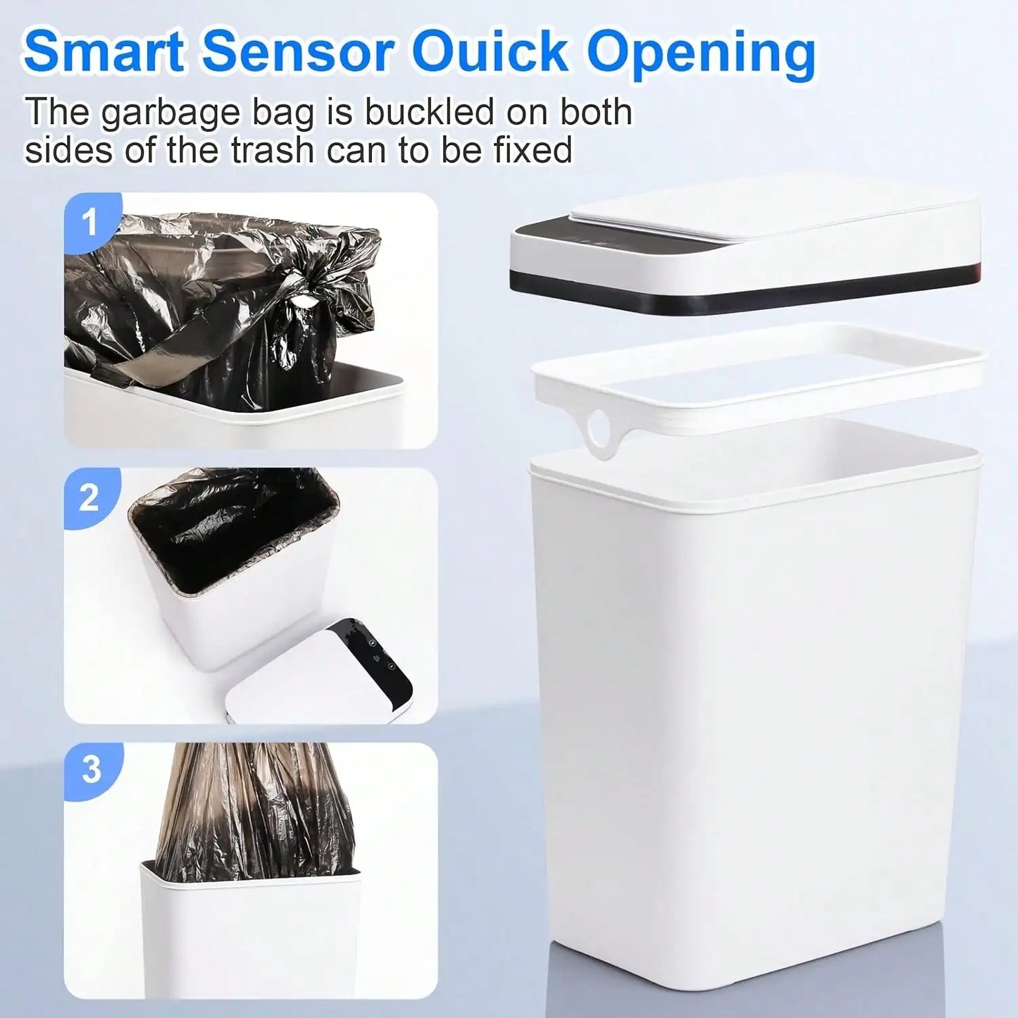 Odor Proof Motion Sensor Trash Can With Automatic Lid