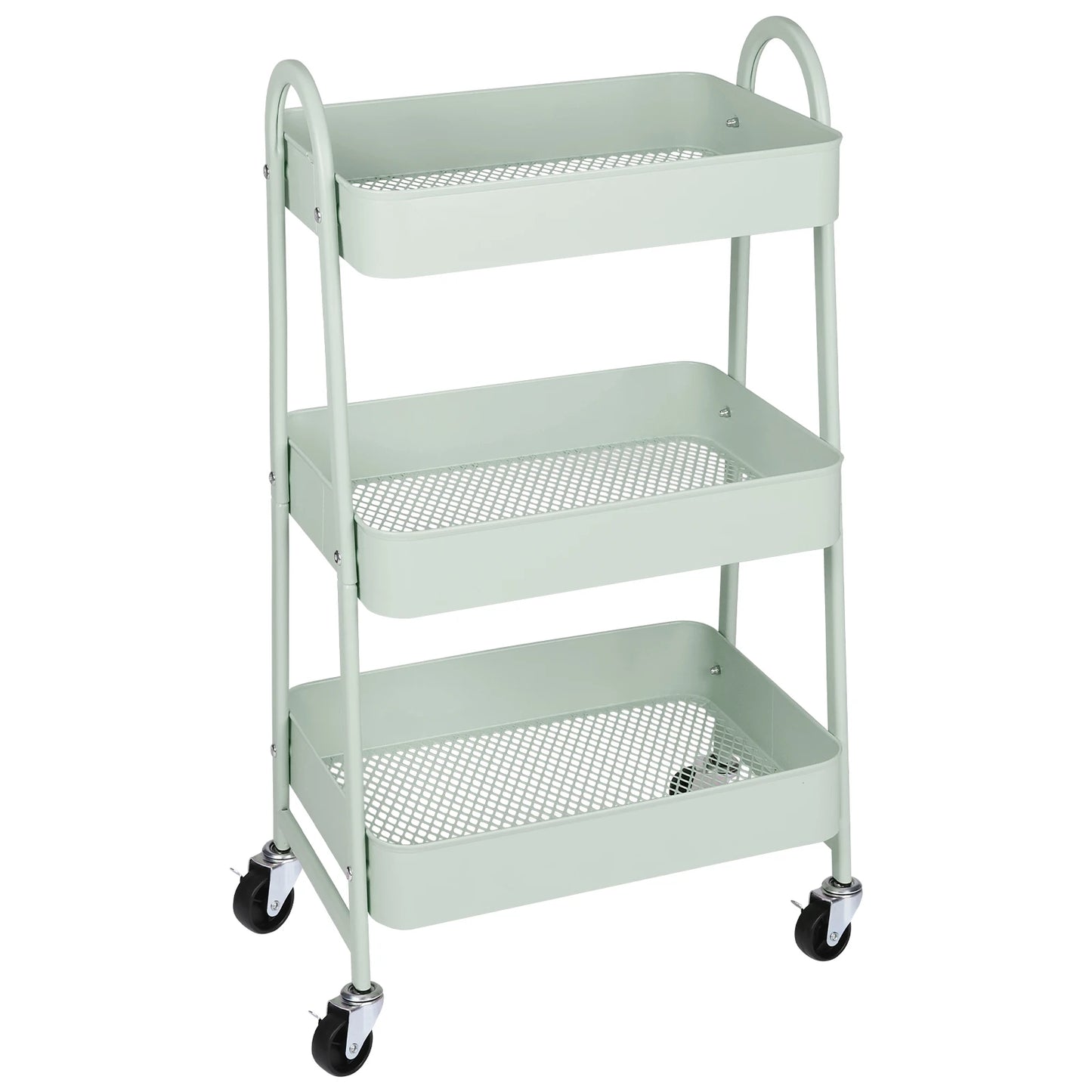 JHK 3 Tier Metal Kitchen Cart With Lockable Wheels