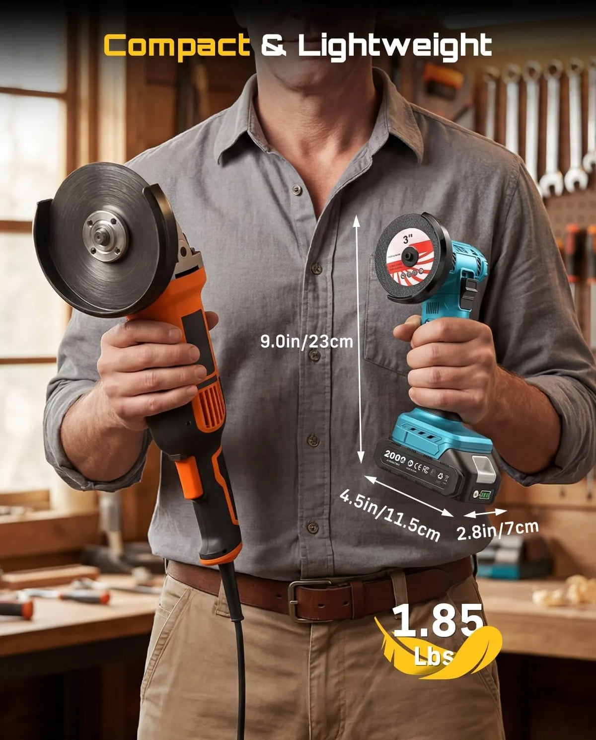 SEESII Cordless Brushless Angle Grinder Tool
