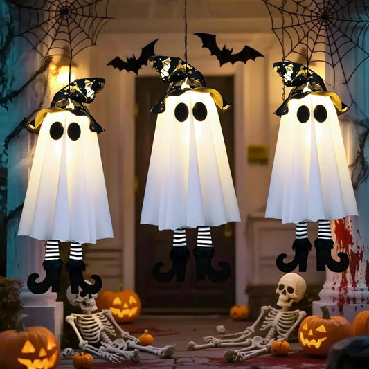 Halloween LED Light Up Witch And Ghost Hanging Decor