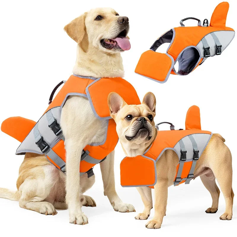 Dog Swimming Life Jacket Shark Fin Design For Safe Play