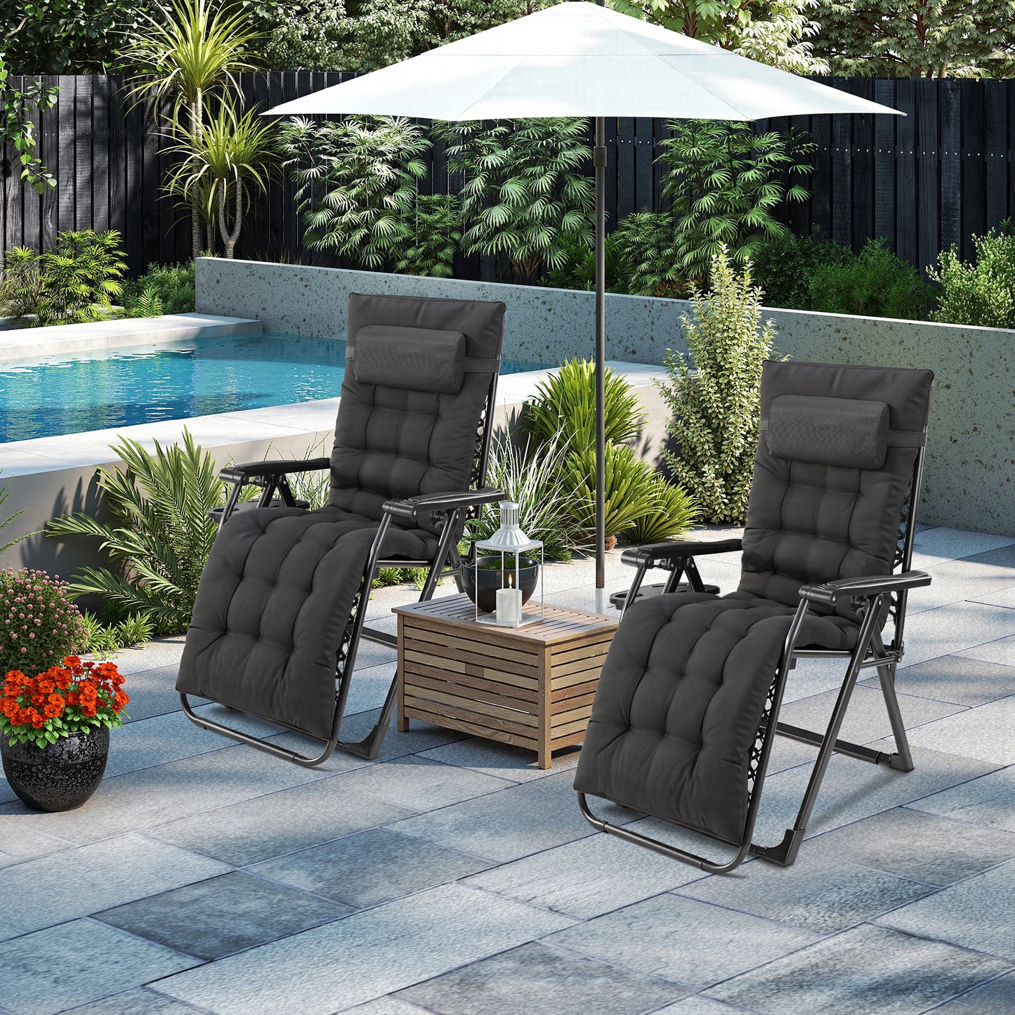 JHK Zero Gravity Recliner Folding Patio Lounge Cup Holder