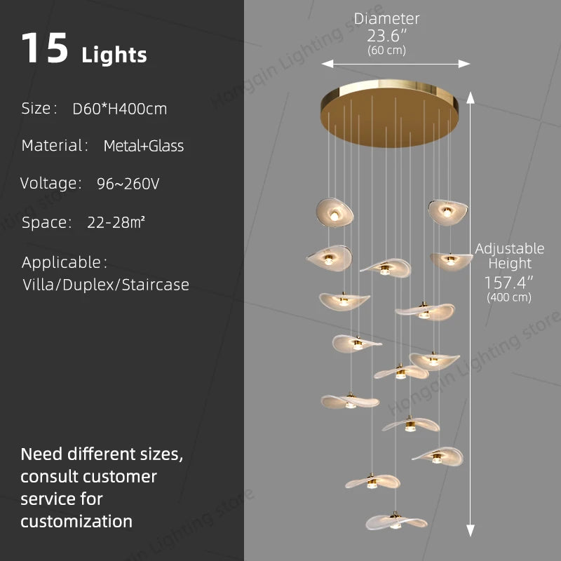 Yingxuan Luxury Staircase Pendant Light Chandelier