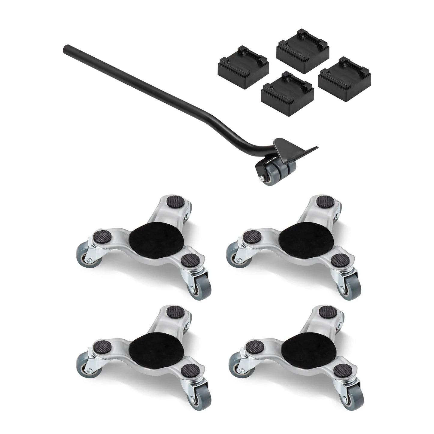 SucceBuy 4pcs Furniture Dolly Movers with Triangle Swivel Caster & 3 Wheels Fridge Lift Mover Tool Set for Home Appliances Sofa