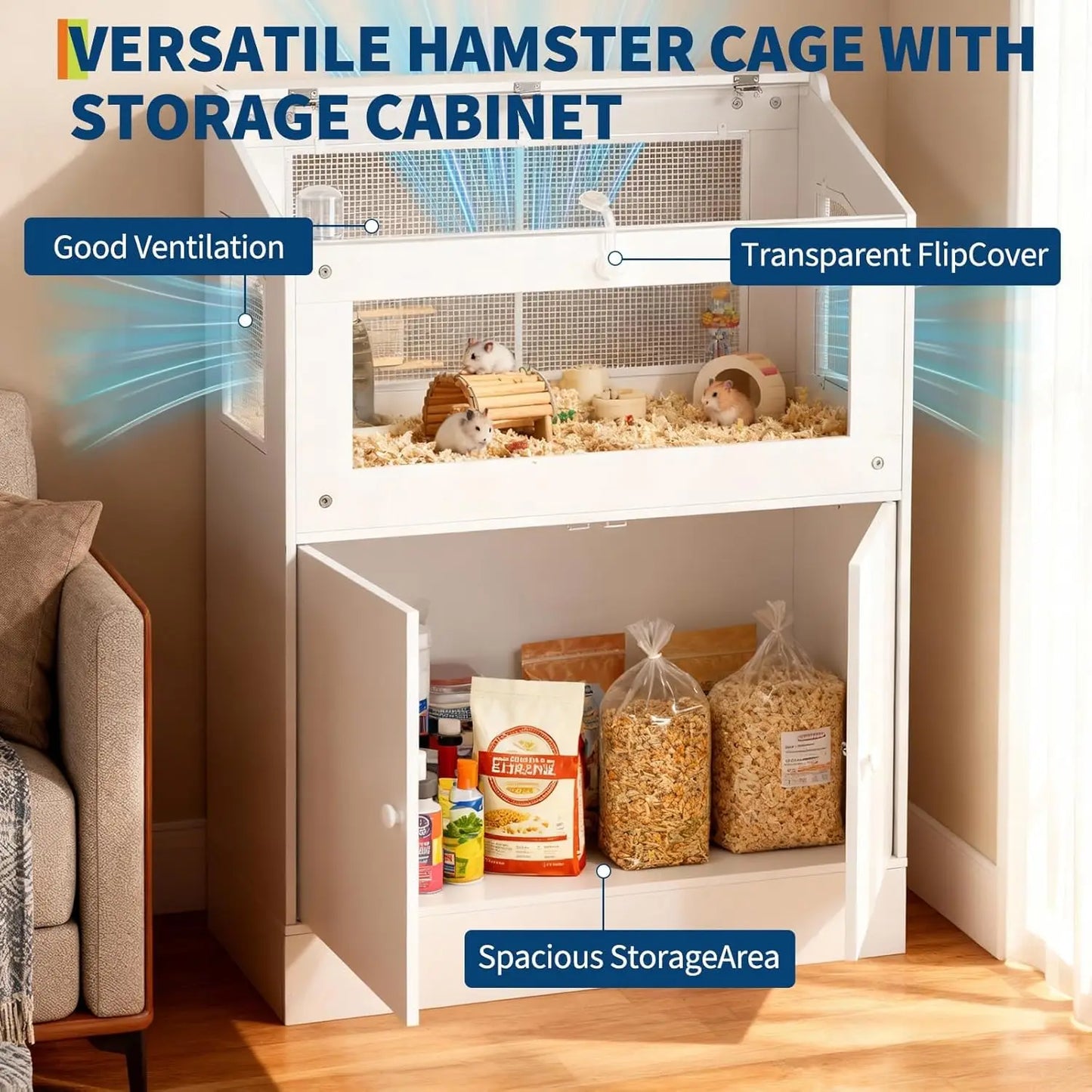 HiMISS Acrylic Animal Cage With Storage Cabinet