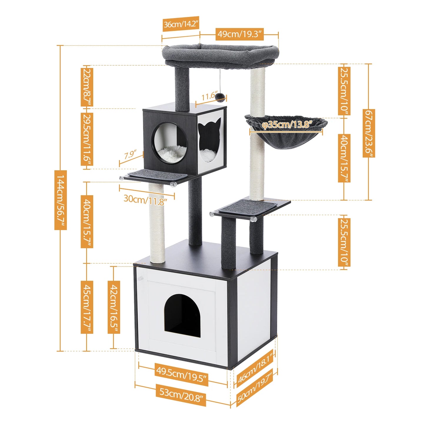 PAWZ Ro Multi-Level Wood Cat Tree With Scratching Posts
