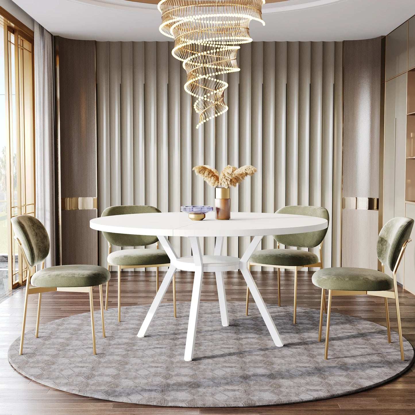 Tribesigns 46 Inch Round Dining Table With Metal Base