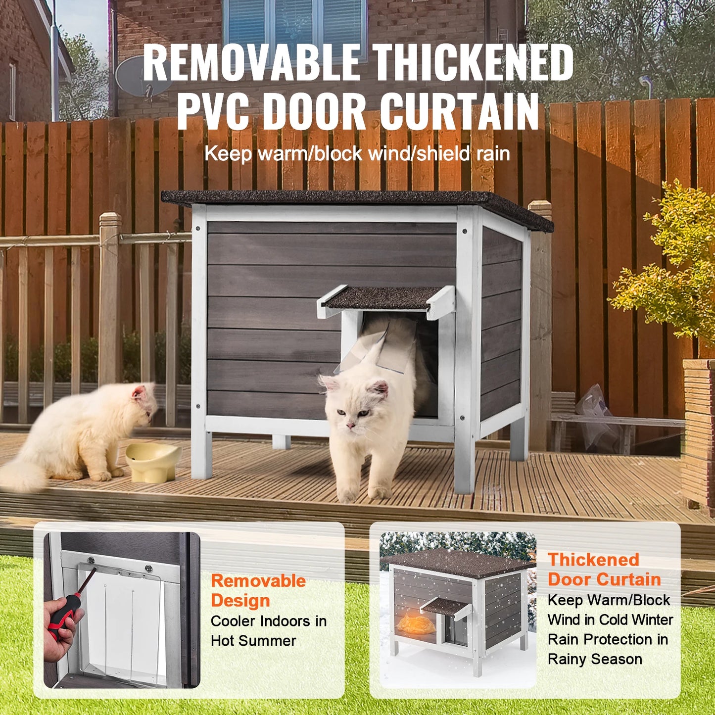 SucceBuy Outdoor Cat House Weatherproof Wooden Shelter