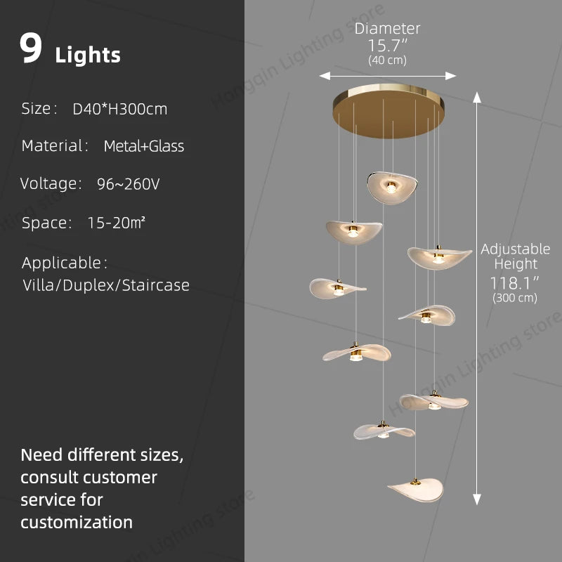 Yingxuan Luxury Staircase Pendant Light Chandelier