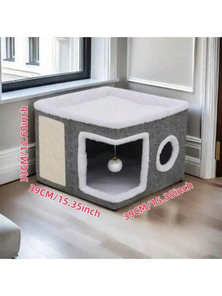3 In 1 Cat House With Bed Tunnel Scratching Board