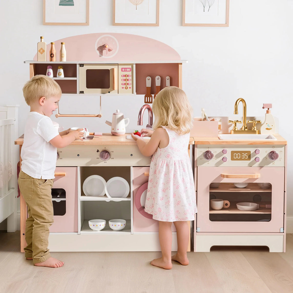 Robud Wooden Kids Play Kitchen Set With Appliances