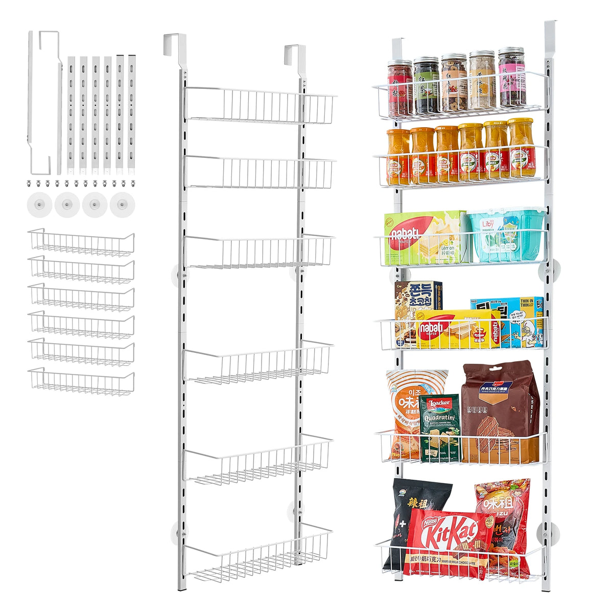 SucceBuy Adjustable Over The Door Pantry Rack