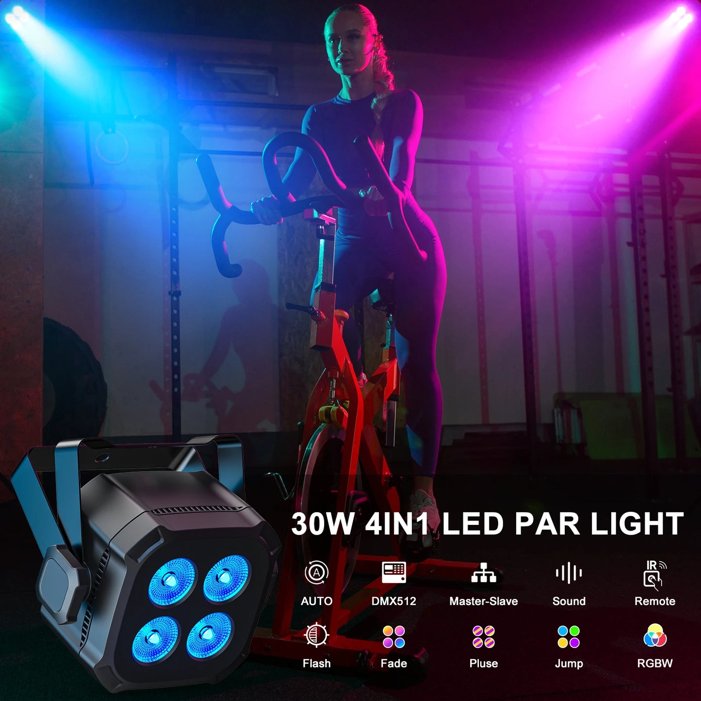 U'King 4x8W RGB Par Lights DMX DJ Stage Light