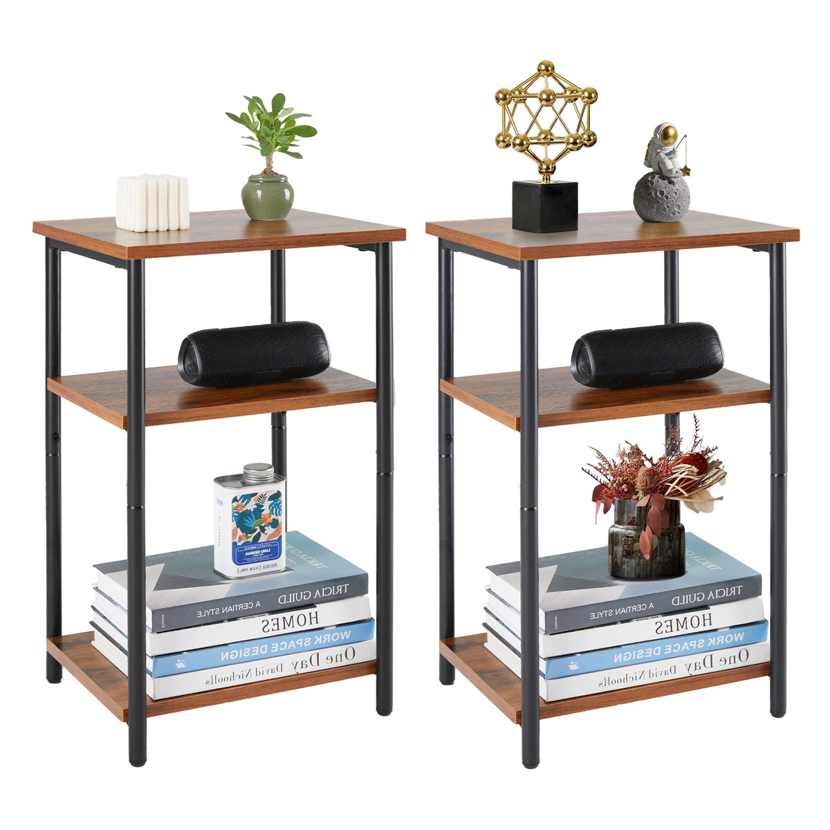 JHK Modern Metal End Table with Adjustable Feet