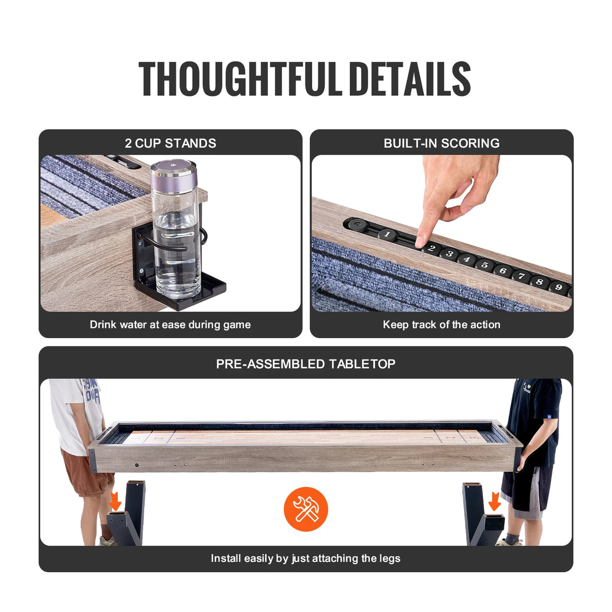 SucceBuy 9 Ft Led Shuffleboard Bowling Game Table
